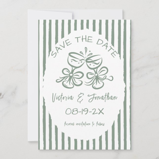 Green and White Modern Photo Wedding Save The Date (Front)
