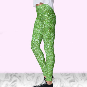 Green and white modern stylish trendy pattern leggings