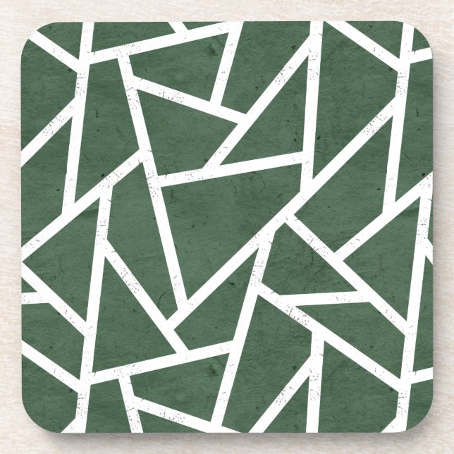 Green and white mosaic pattern coaster (Front)