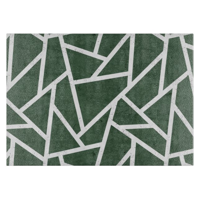 Green and white mosaic pattern cutting board (Front)
