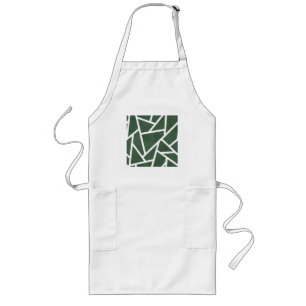 Green and white mosaic pattern long apron
