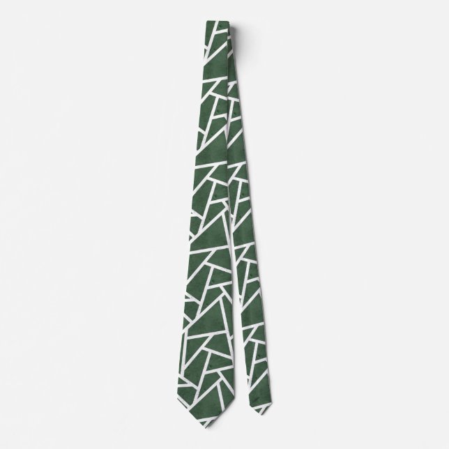 Green and white mosaic pattern tie (Front)