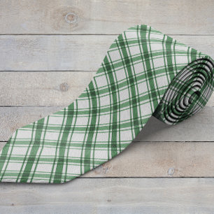 Green and White Neck Tie