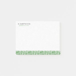 Green and White Paisley Pattern Post-it Notes