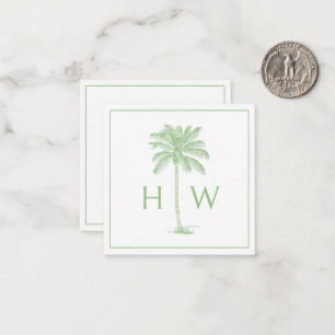 Green and White Palm Palmetto Tree Monogram Card