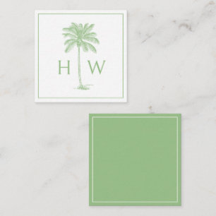 Green and White Palm Palmetto Tree Monogram Card