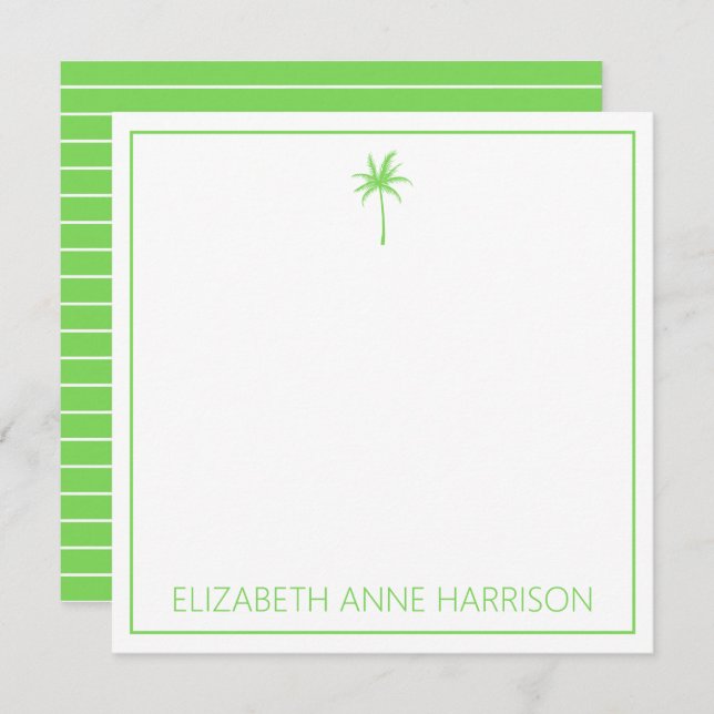 Green and White Palm Trees and Stripes Card (Front/Back)