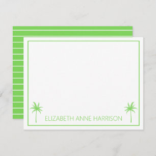 Green and White Palm Trees and Stripes Card
