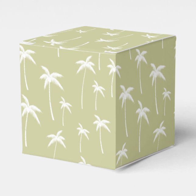 Green and White Palm Trees Favor Box (Front Side)