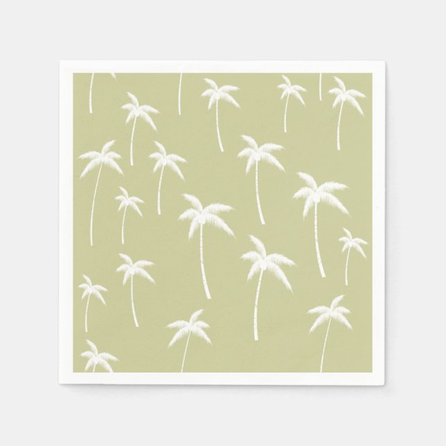 Green and White Palm Trees Napkin (Front)