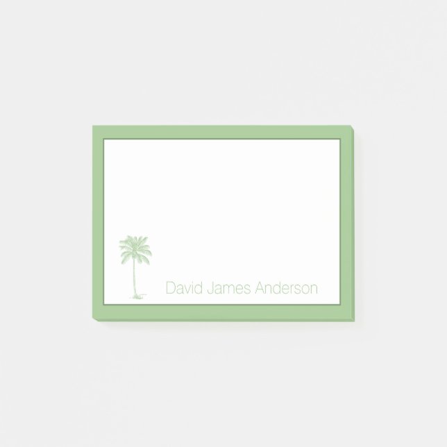 Green and White Palmetto Tree Personalized Post-it Notes (Front)