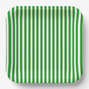 Green And White  Paper Plate