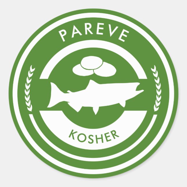 Green and White Pareve Label Kosher Fish (Front)