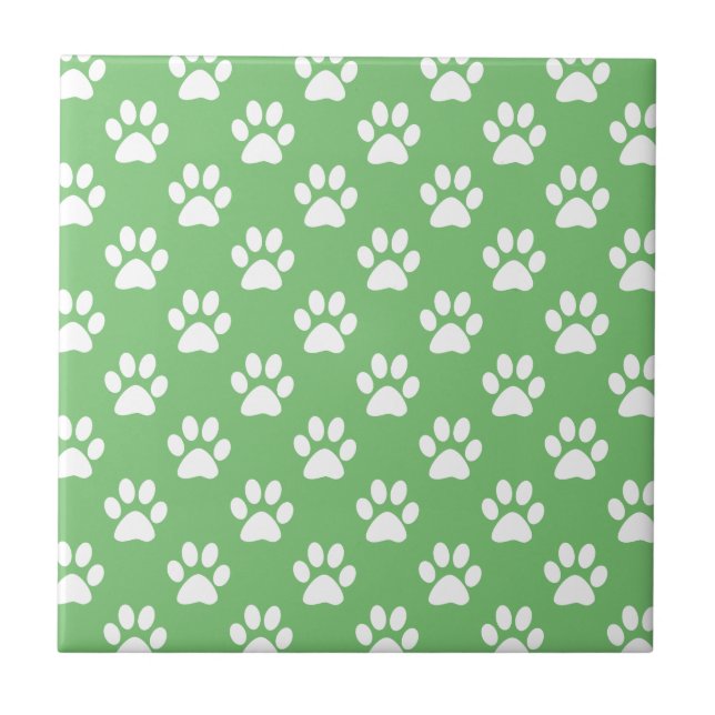Green and white paws pattern tile (Front)