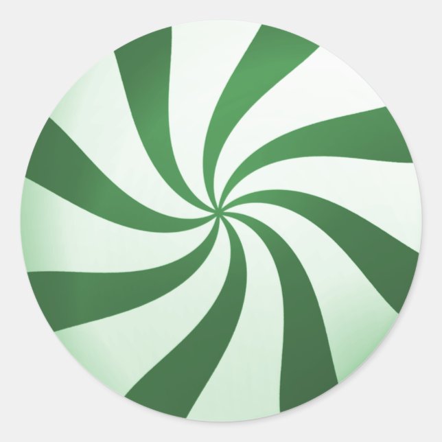Green and White Peppermint Candy Stickers (Front)