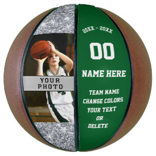 Green and White Personalized Girls Basketball Ball