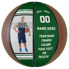 Green and White Personalized Photo Basketball Ball