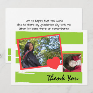 Green and White Photo Graduation Thank You Card