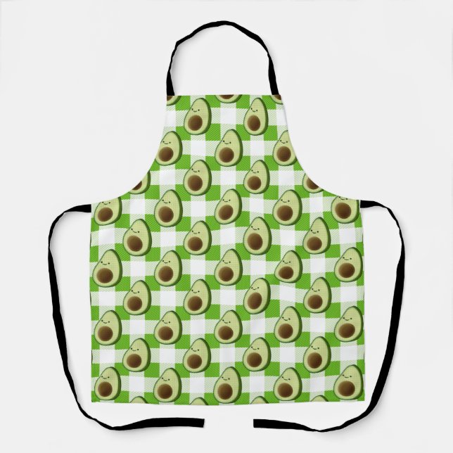 Green and White Plaid Avocado Tartan Pattern Apron (Front)