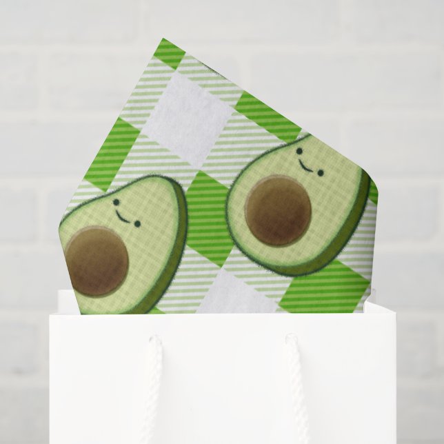 Green and White Plaid Avocado Tartan Pattern Tissue Paper (Gift Bag)