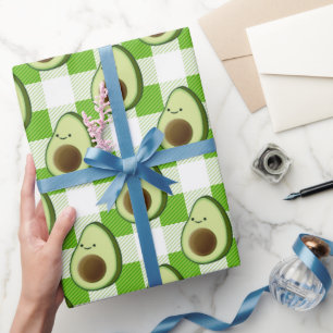 Green and White Plaid Avocado Tartan Pattern Wrapping Paper