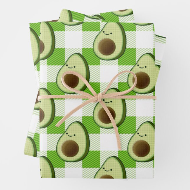 Green and White Plaid Avocado Tartan Pattern Wrapping Paper Sheet (In situ)