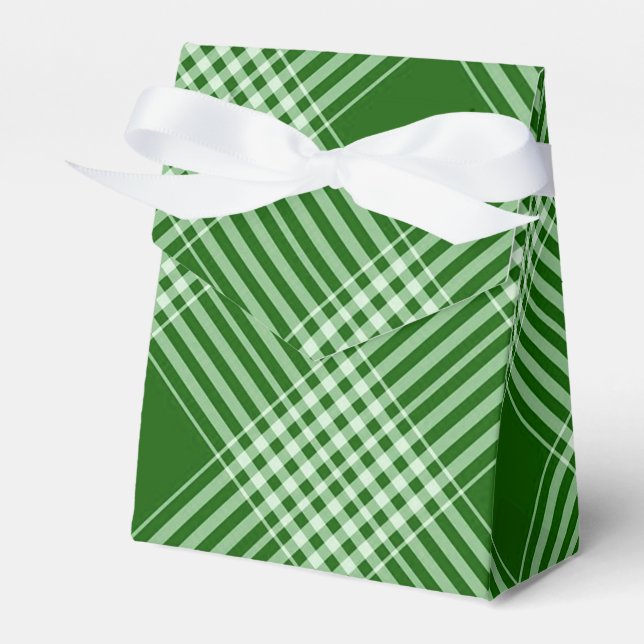Green And White Plaid Favor Box (Front Side)