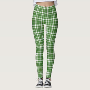 Green and White Plaid Leggings