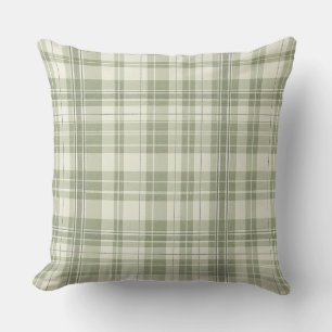 Green and White Plaid Outdoor Pillow