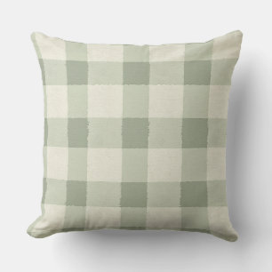 Green and White Plaid Outdoor Pillow