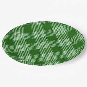 Green And White Plaid Paper Plate