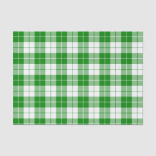 Green and White Plaid Pattern Tissue Paper