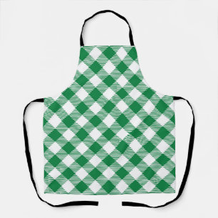 Green and White Plaid Seamless Pattern  Apron