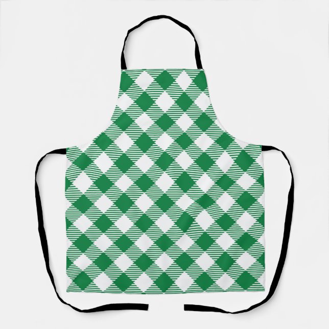 Green and White Plaid Seamless Pattern  Apron (Front)