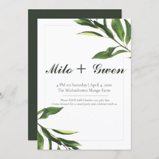 Green and White Plants Invitation