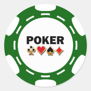 GREEN AND WHITE POKER CHIP CLASSIC ROUND STICKER