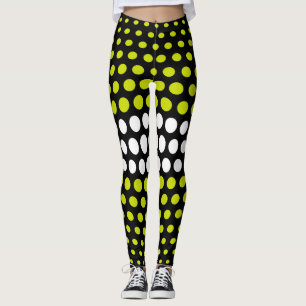 Green and White Polka Dot Pattern Leggings
