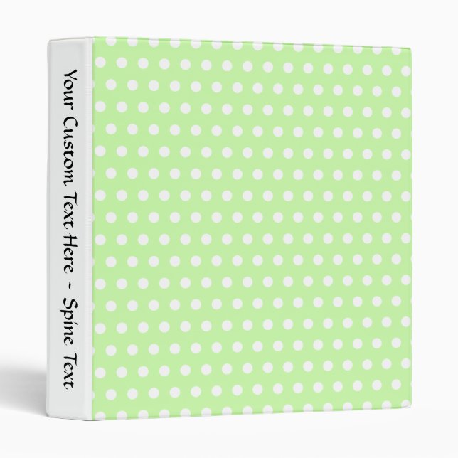 Green and White Polka Dot Pattern. Spotty. Binder (Front/Spine)