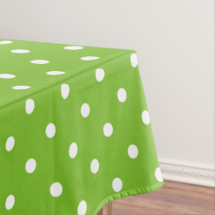 Green and White Polka Dot Pattern Tablecloth
