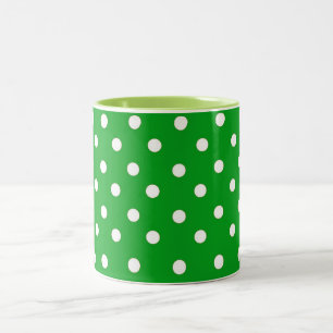 GREEN AND WHITE POLKA DOT PATTERN Two-Tone COFFEE MUG