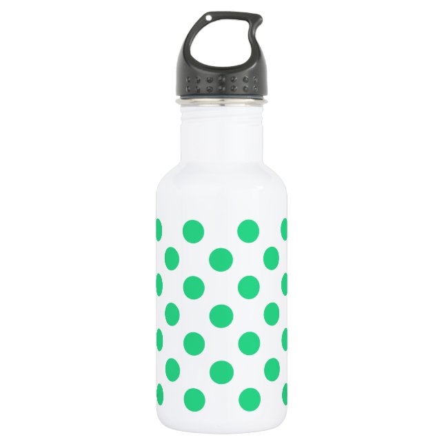 Green and white polka dots 532 ml water bottle (Front)
