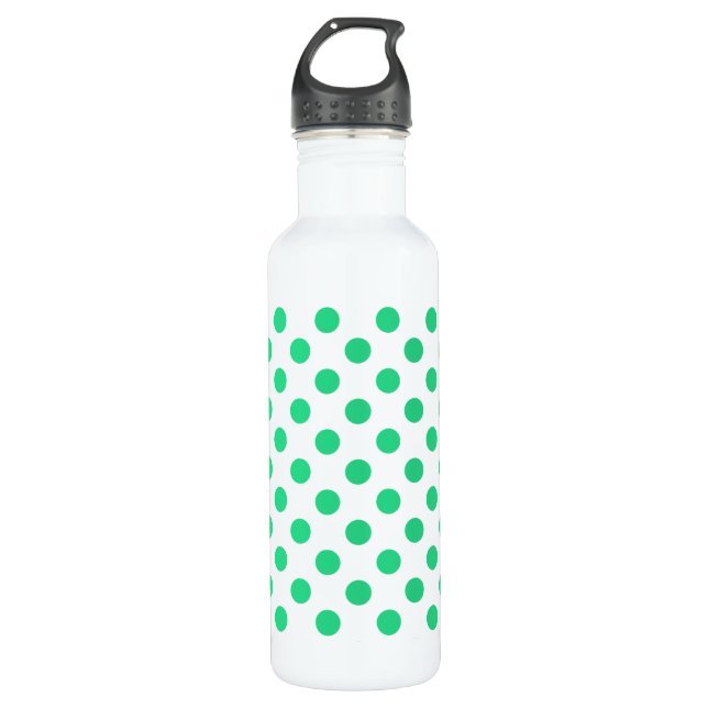 Green and white polka dots 710 ml water bottle (Front)