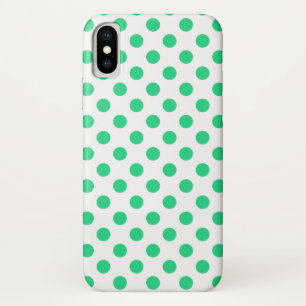 Green and white polka dots iPhone x case