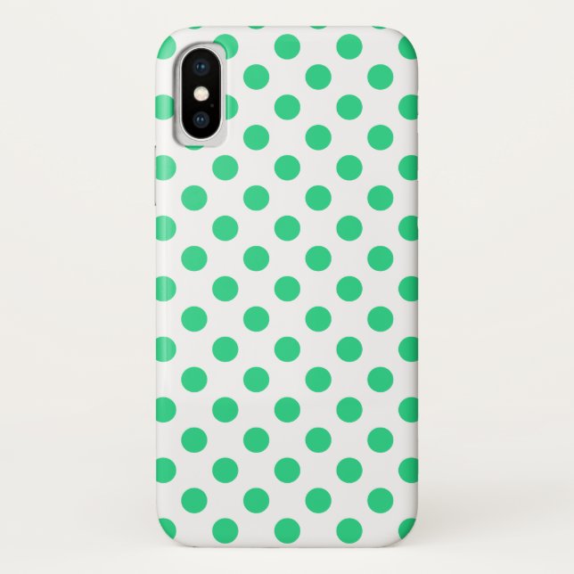 Green and white polka dots Case-Mate iPhone case (Back)