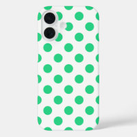 Green and white polka dots
