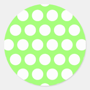 Green and White Polka Dots Classic Round Sticker