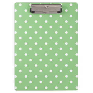 Green and White Polka dots Clipboard
