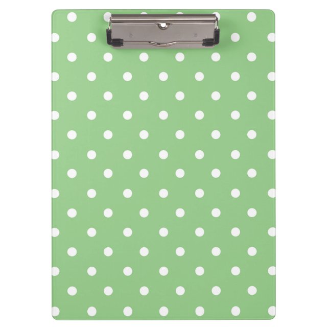 Green and White Polka dots Clipboard (Front)