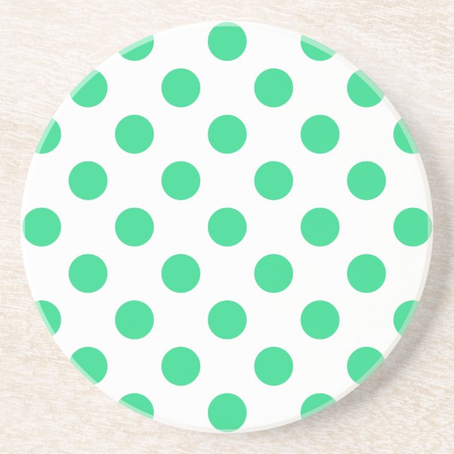 Green and white polka dots coaster (Front)