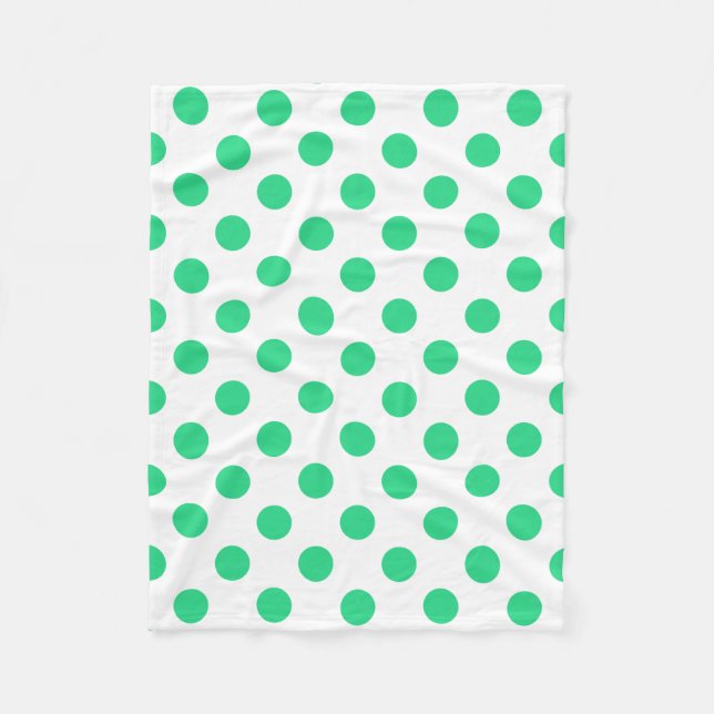Green and white polka dots fleece blanket (Front)